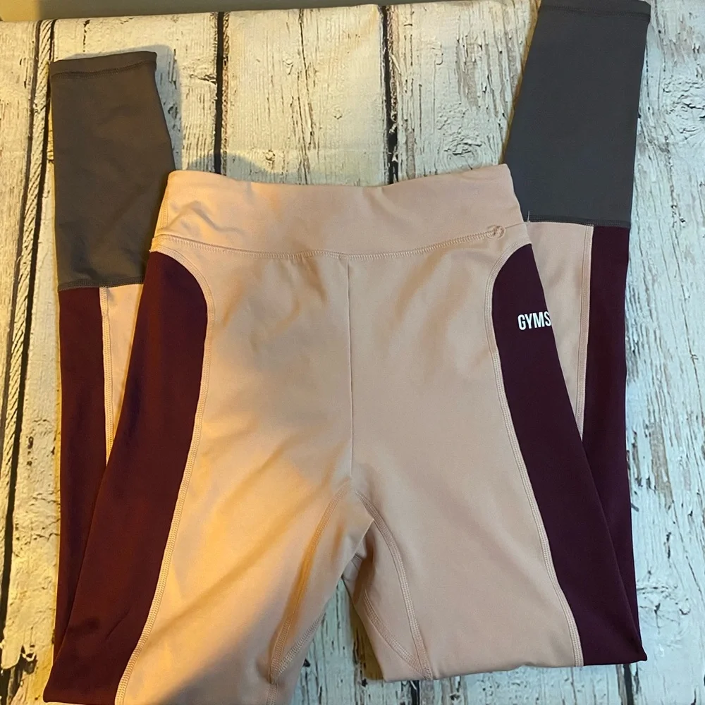 Gymshark Illusion Leggings Three Tone Pink & Maroon Contouring Leggings - Picture 5 of 6